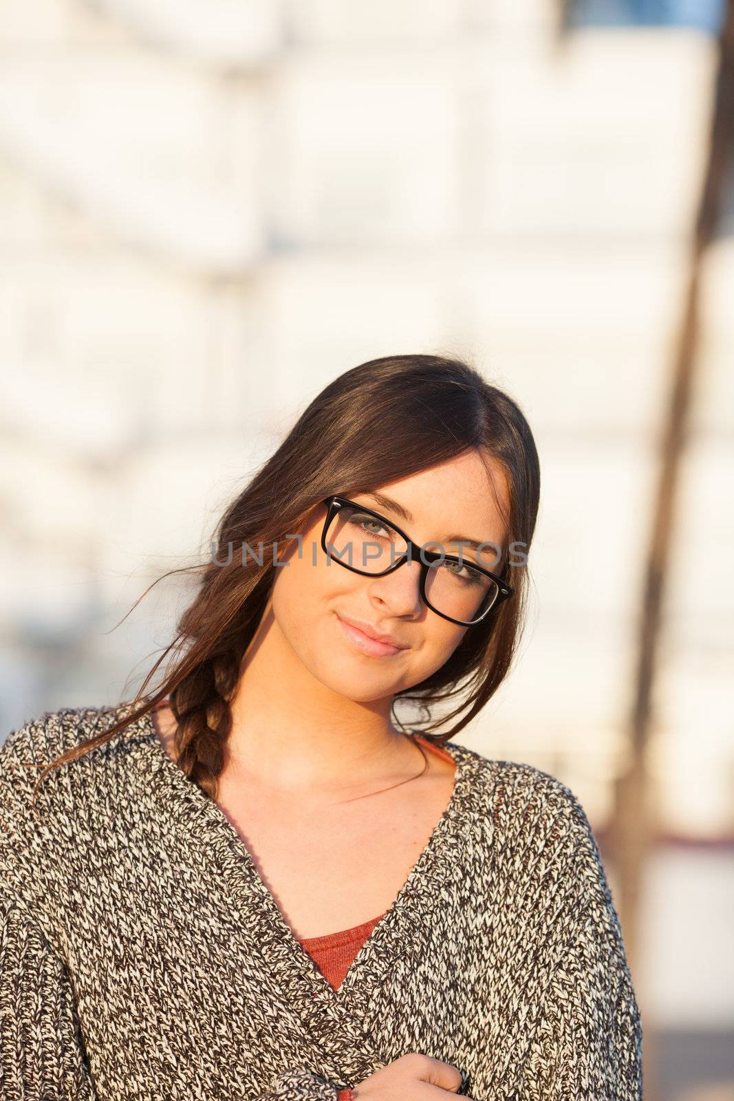 young beautiful student portrait with glasses