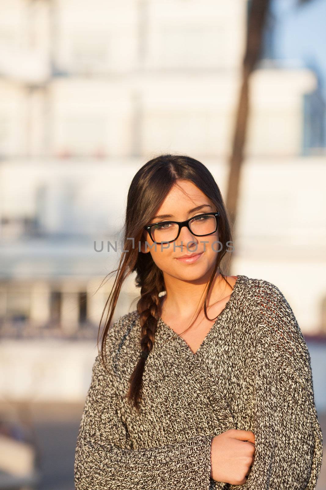 young beautiful student with glasses by Lcrespi