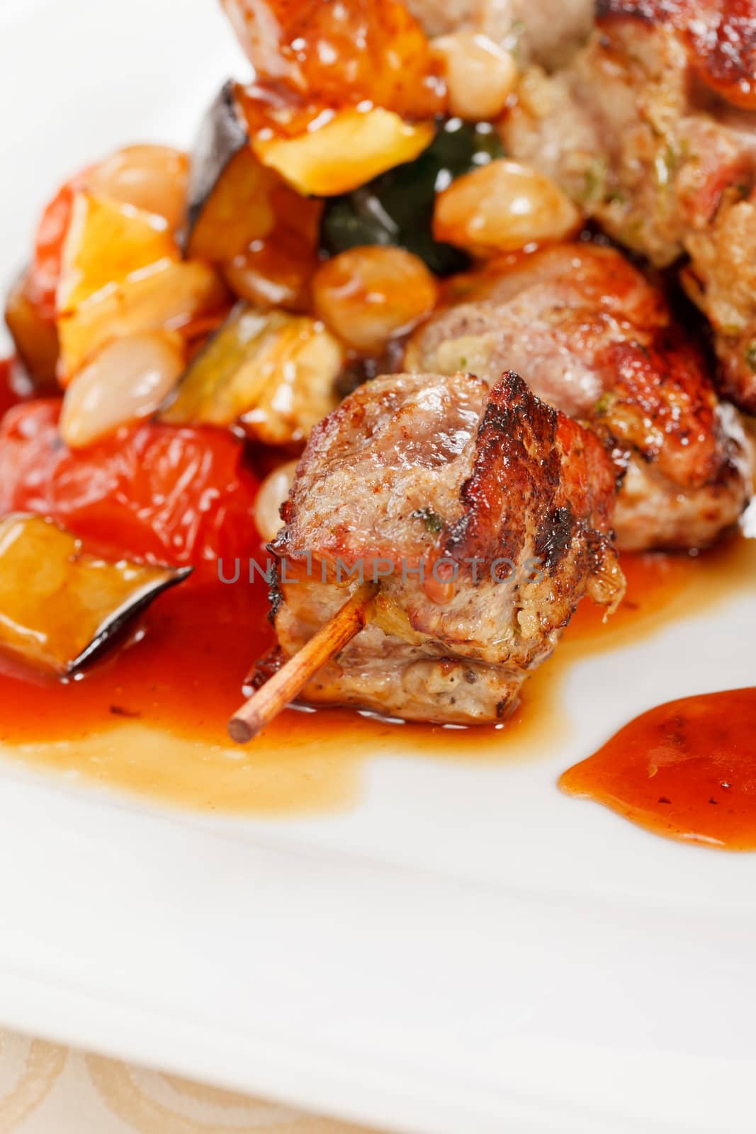 meat kebab with vegetables by shebeko