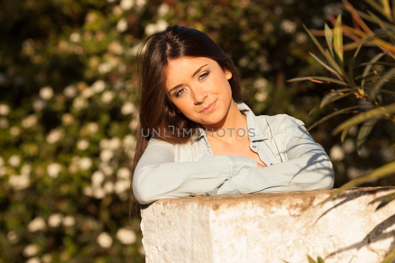 young beautiful young woman portrait on sunny day