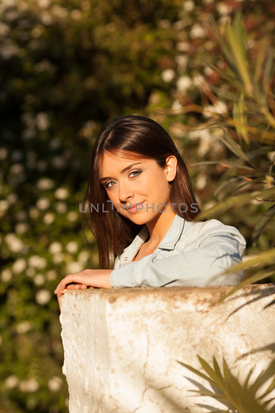 young beautiful young woman portrait on sunny day