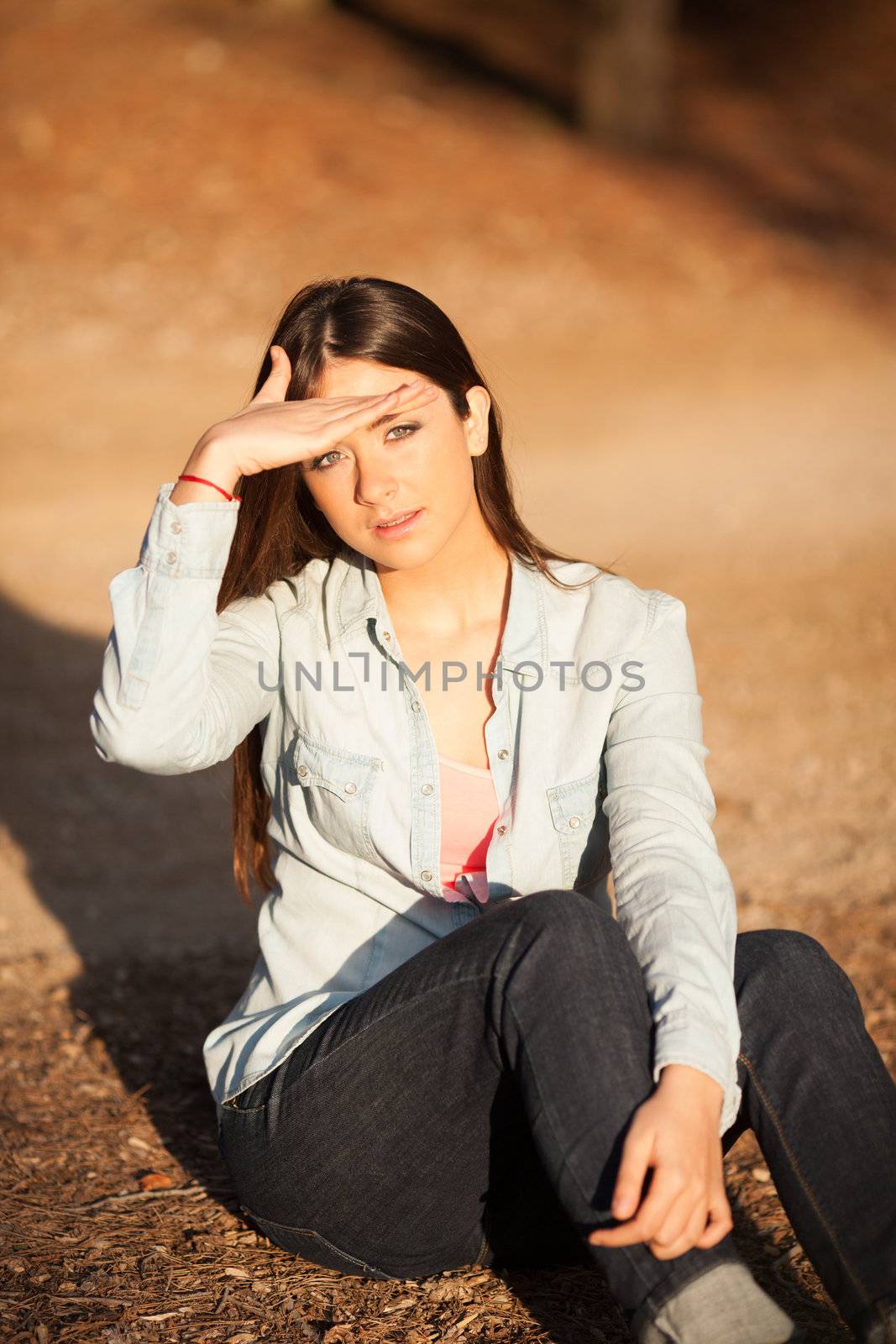 young beautiful young woman portrait on sunny day
