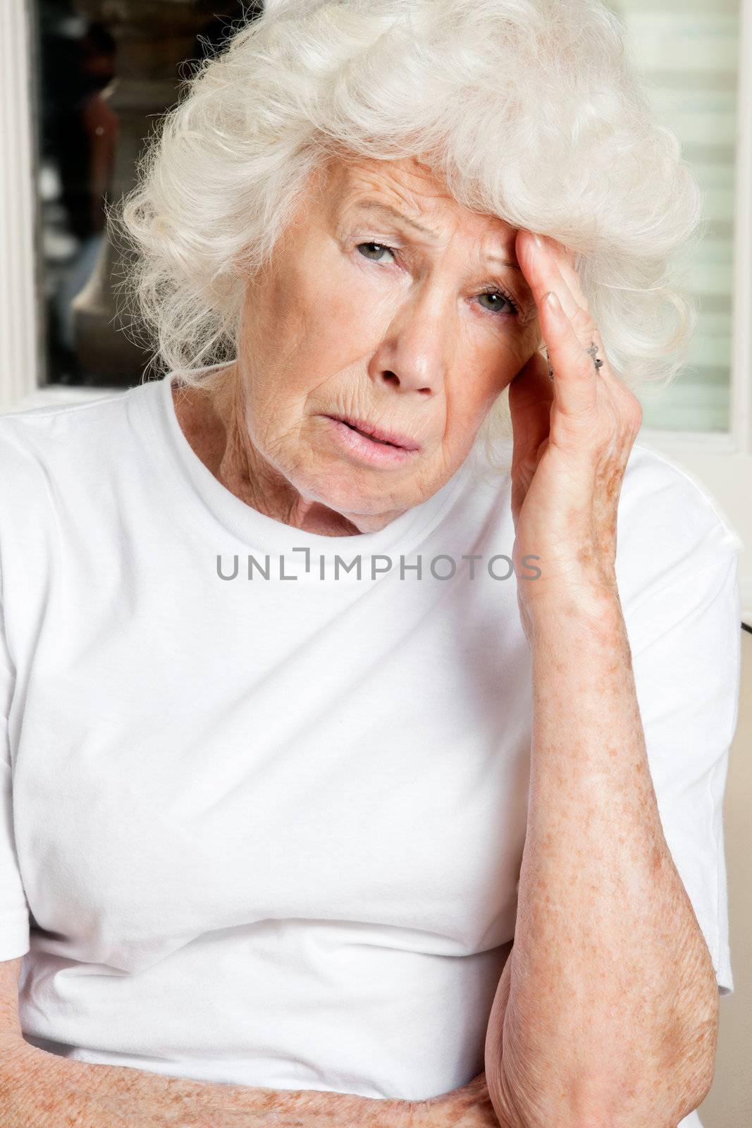 Woman With Headache by leaf