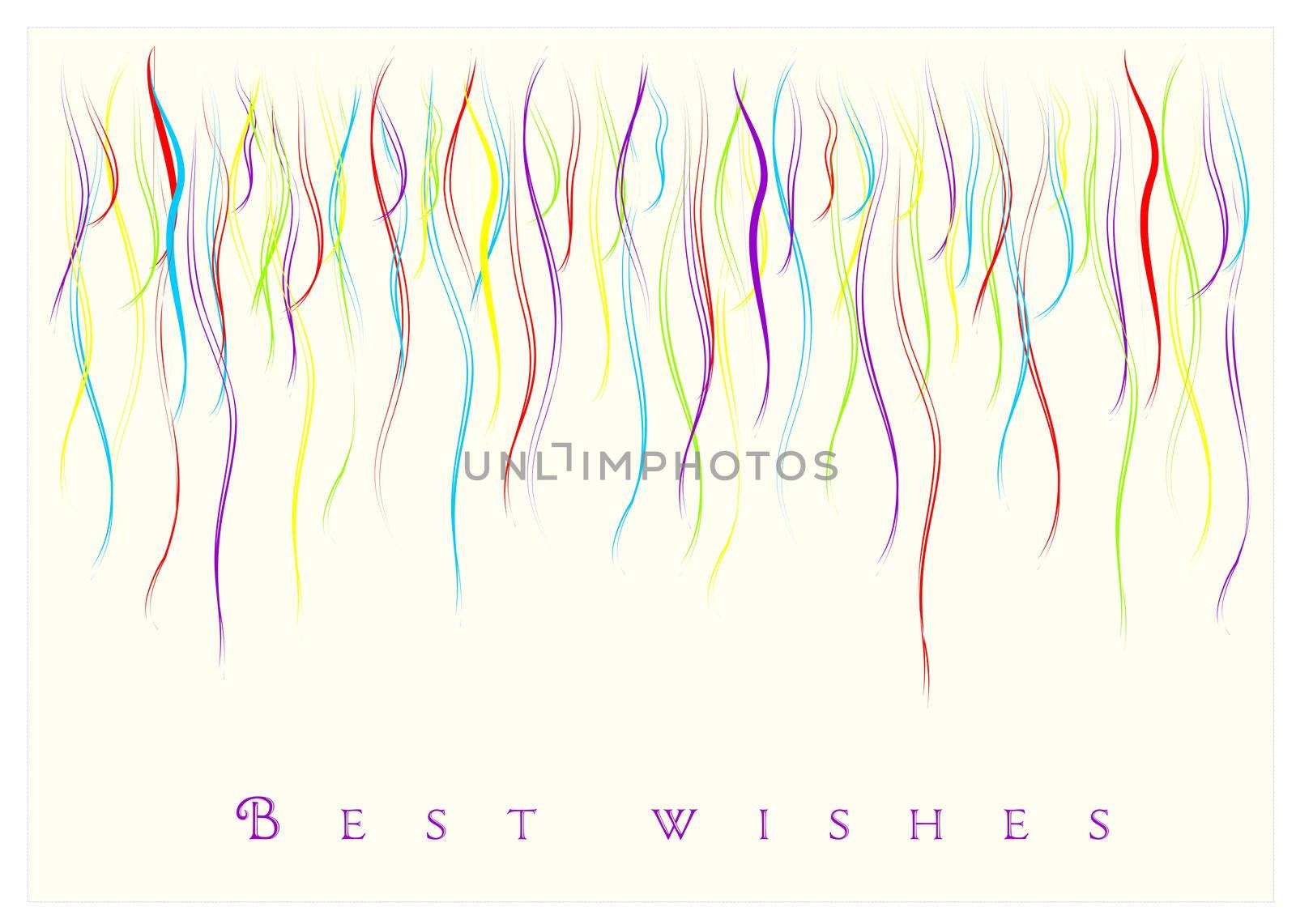 best wishes and congratulations card with colored ribbons