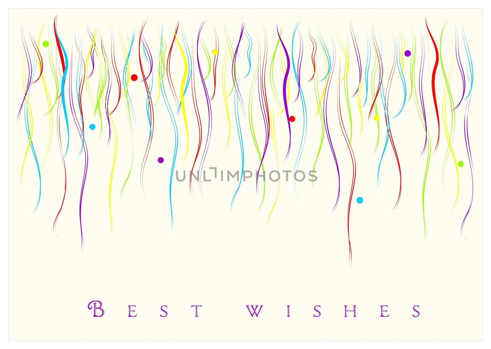 best wishes and congratulations card with colored ribbons