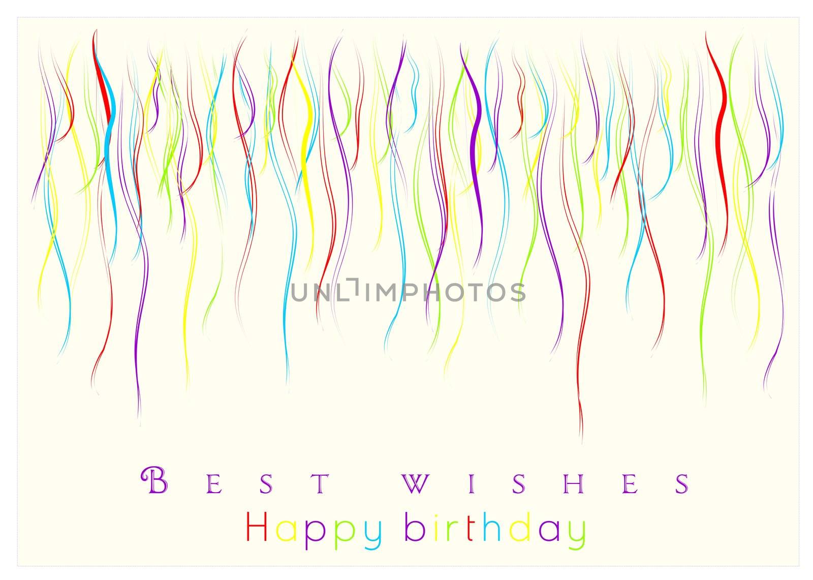 best wishes and congratulations card with colored ribbons