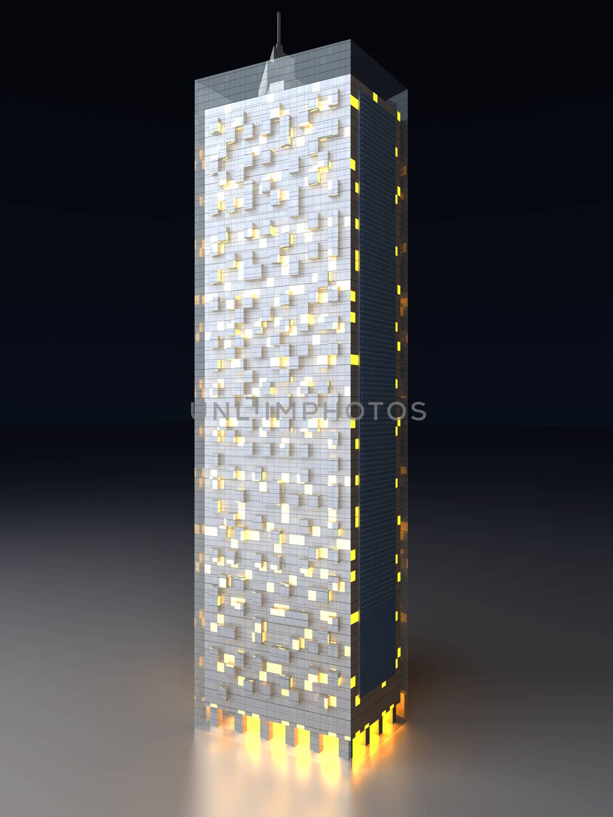 A contemporary skyscraper. 3D rendered Illustration.