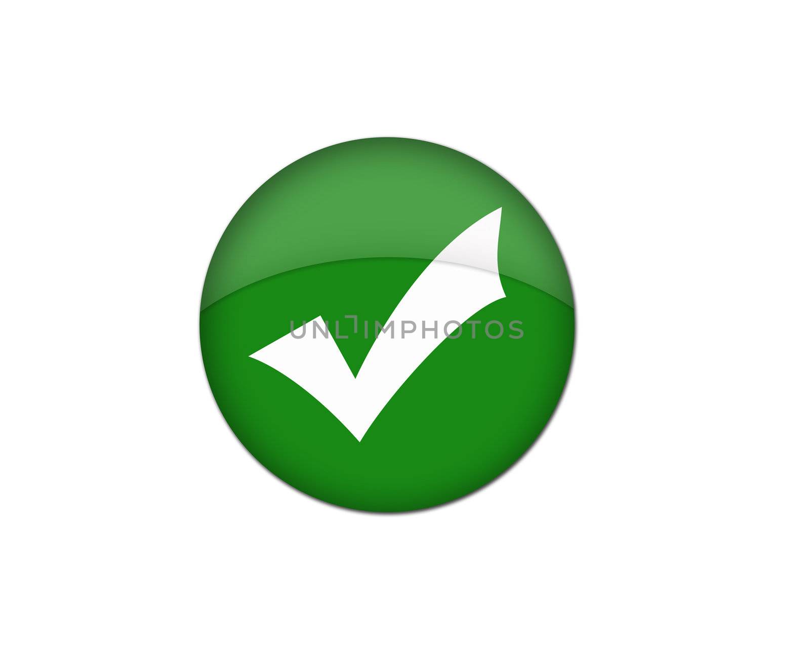 button with white tick isolated