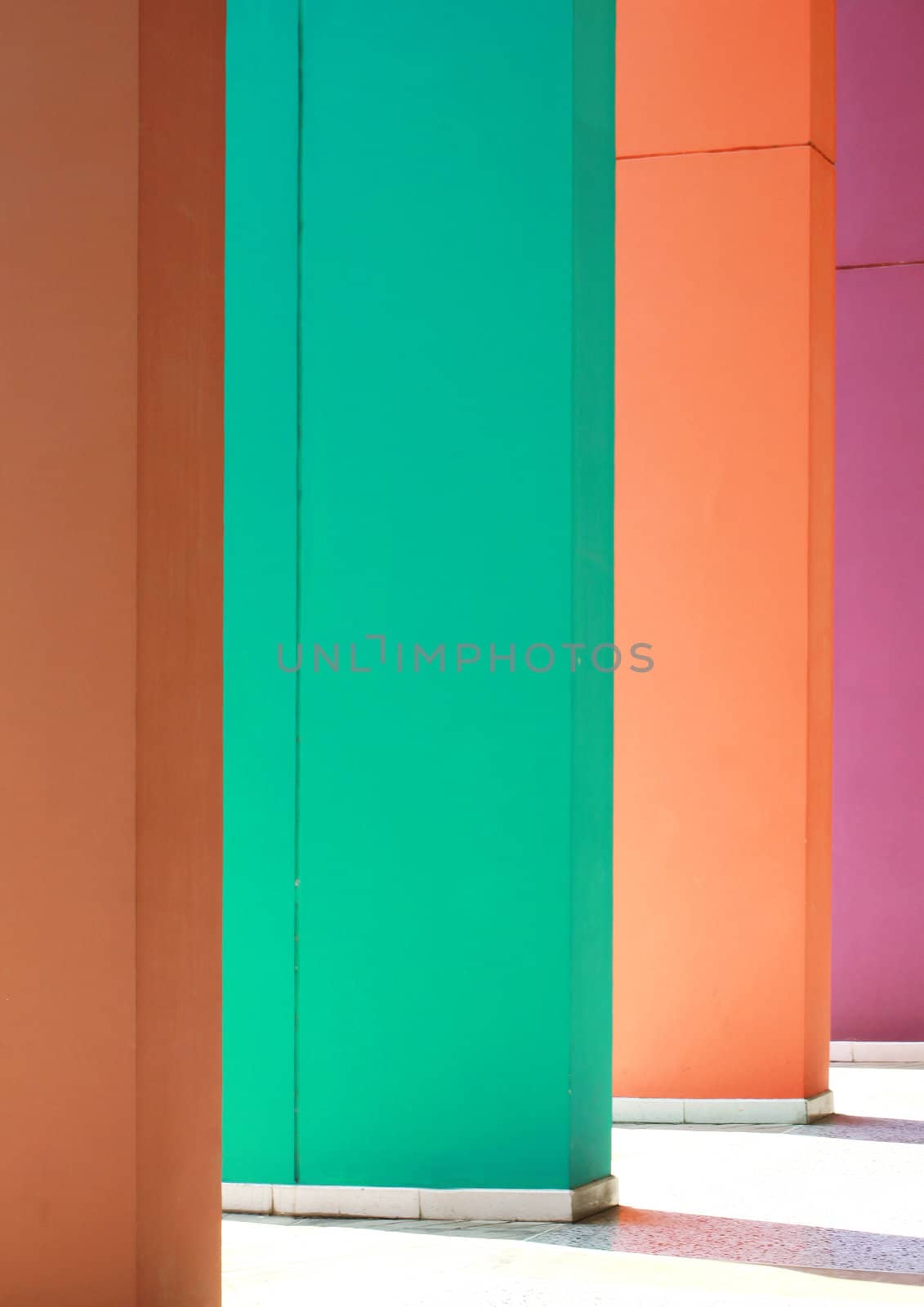 Colorful hallway with light and shadow