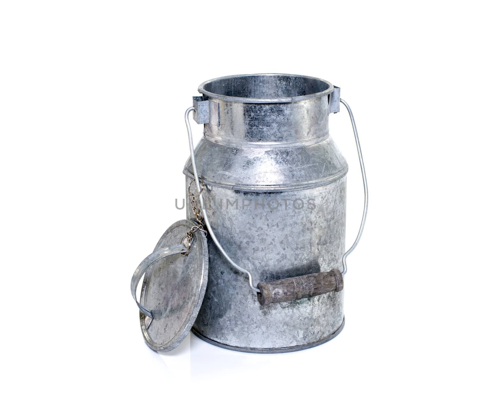 metal can for milk, isolated on white background