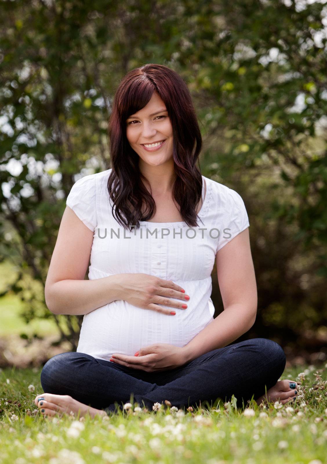 Pregnant Woman in Third Trimester by leaf
