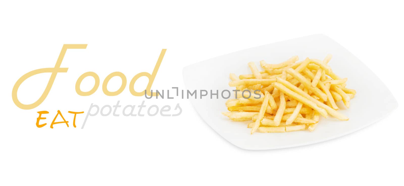 Potatoes fries in the plate isolated on white