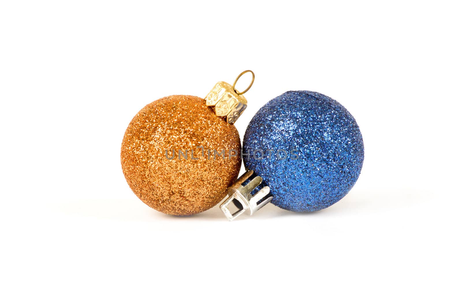 Christmas card. Two spheres on a white background