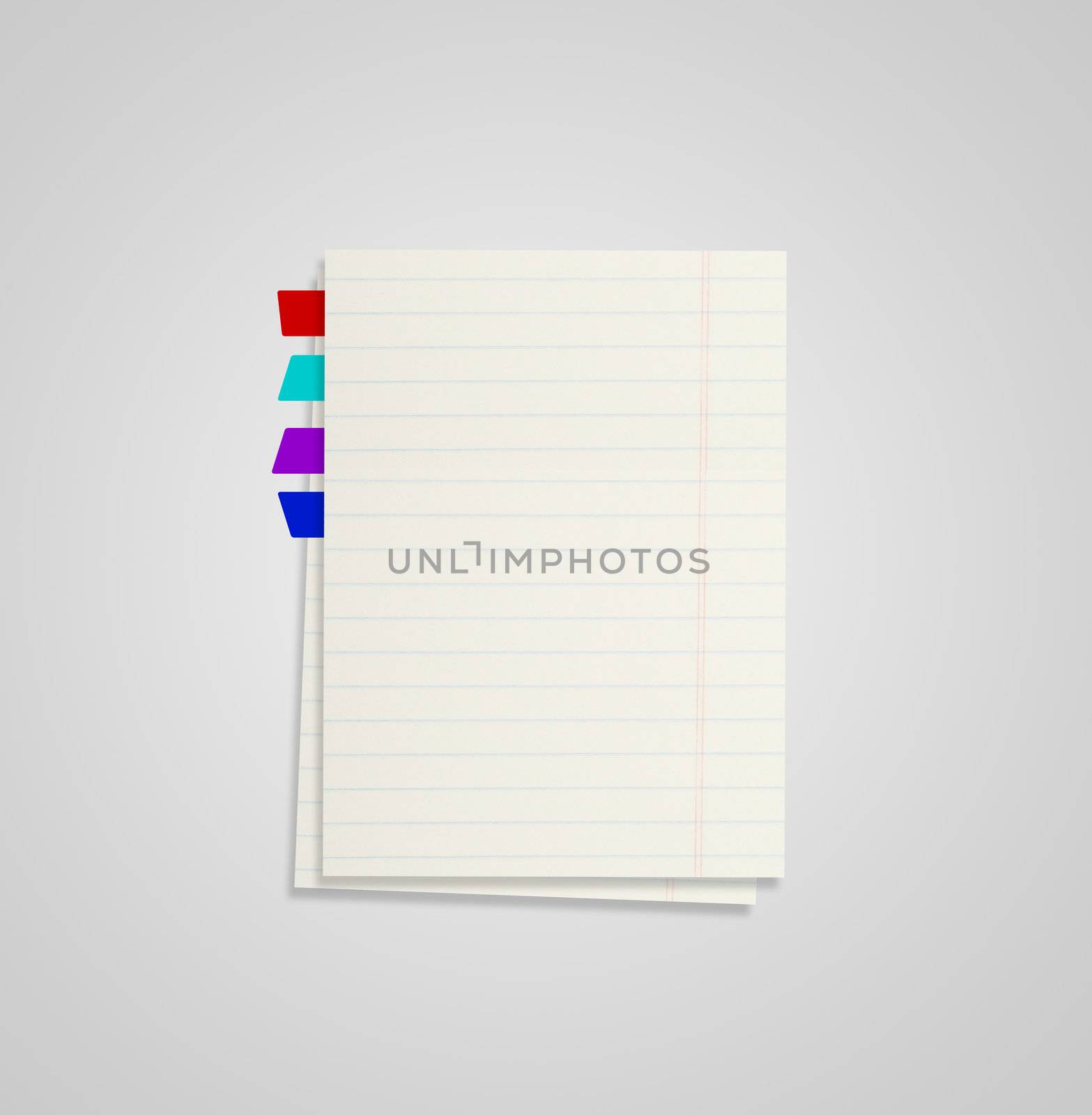 Some sheets from notebook with bookmarks