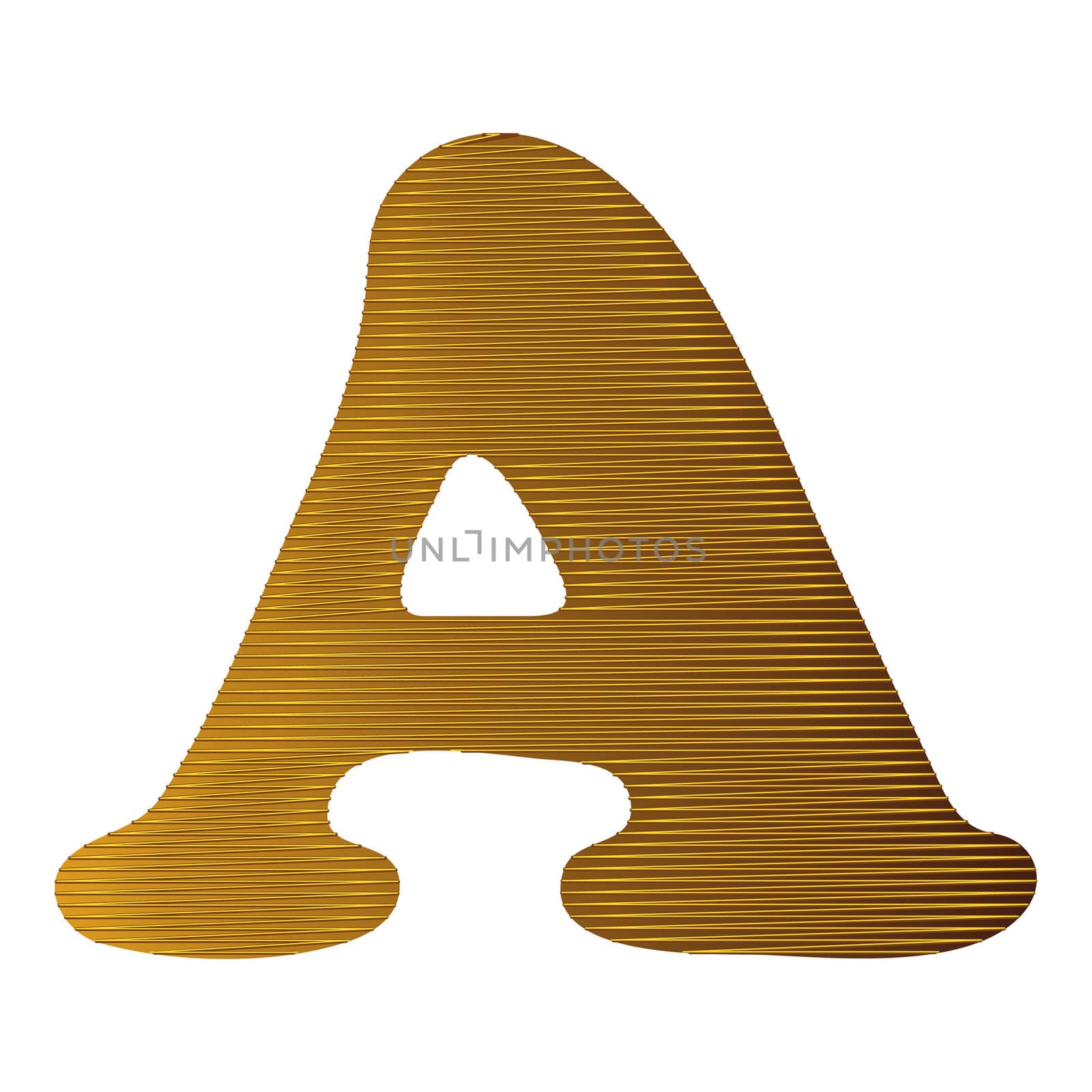 Letter in gold metal texture and isolated of background