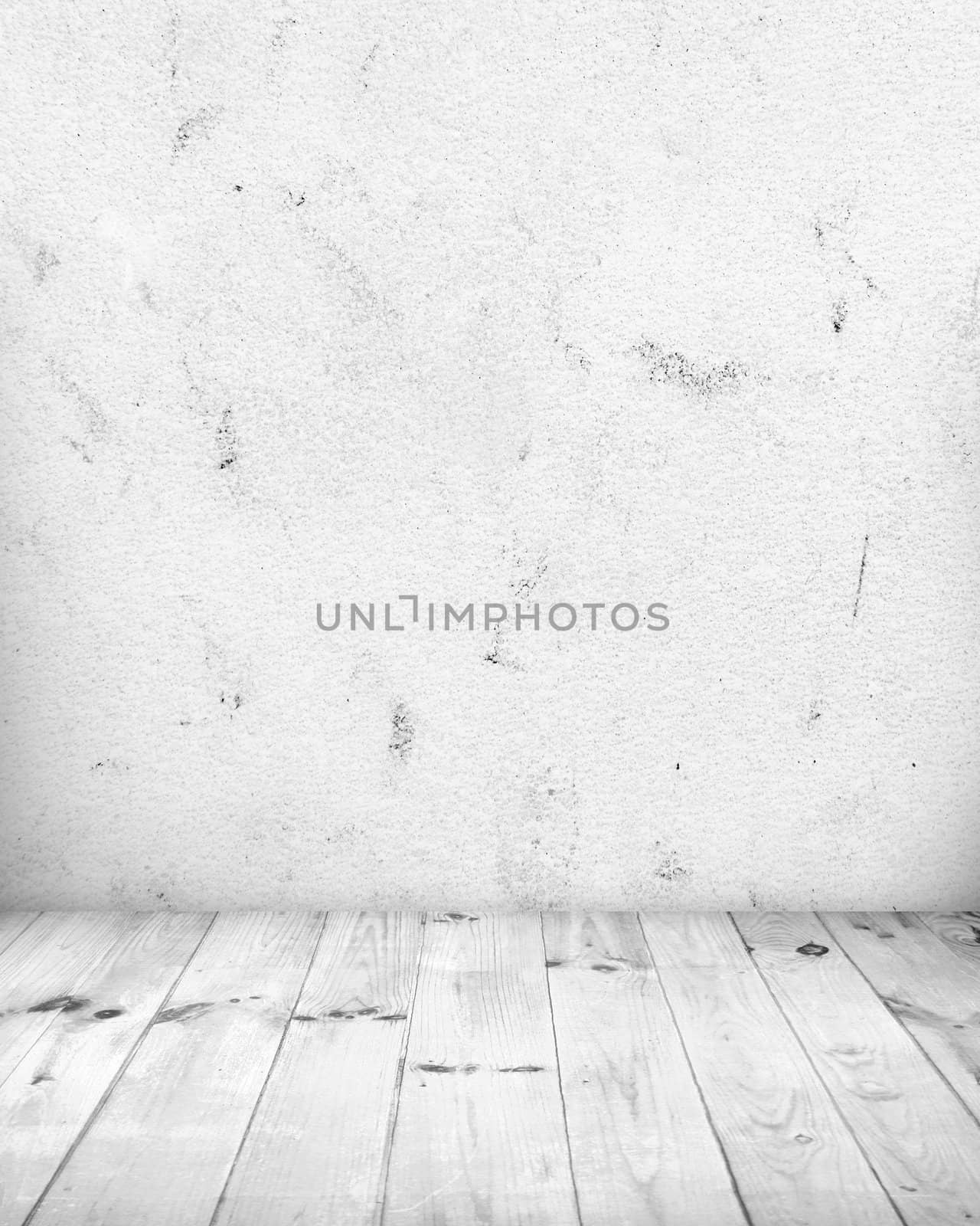 White room with white wood floor
