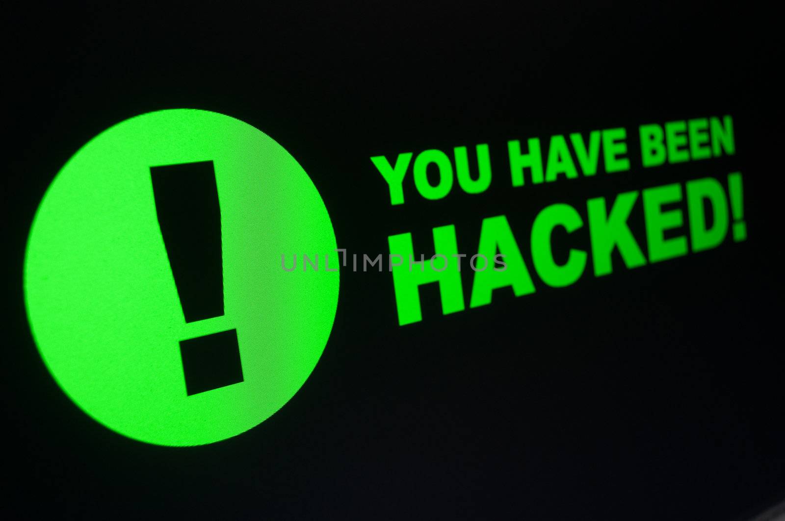 You have been hacked sign on LCD Screen