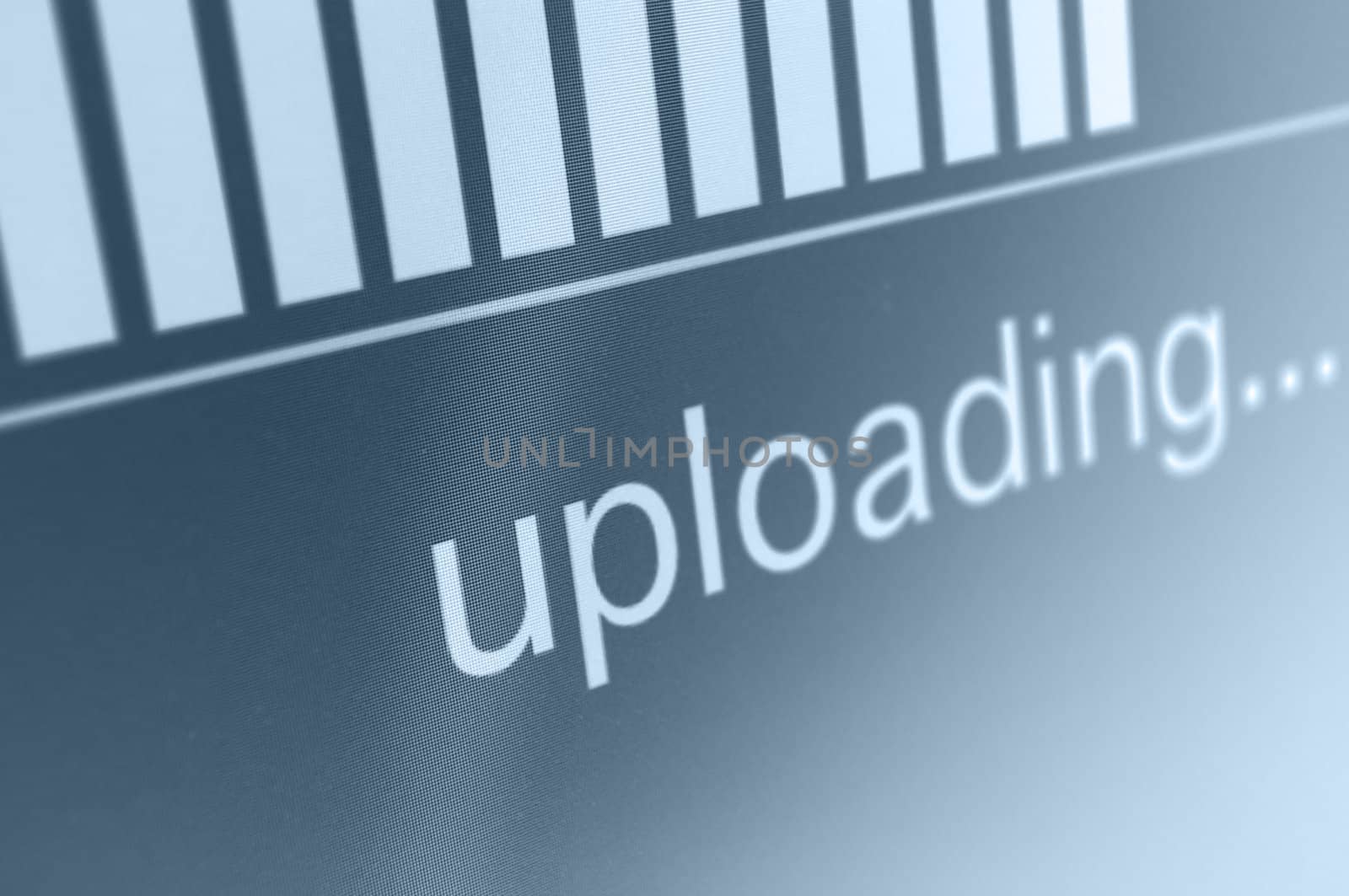 Closeup of Upload Process Bar on LCD Screen
