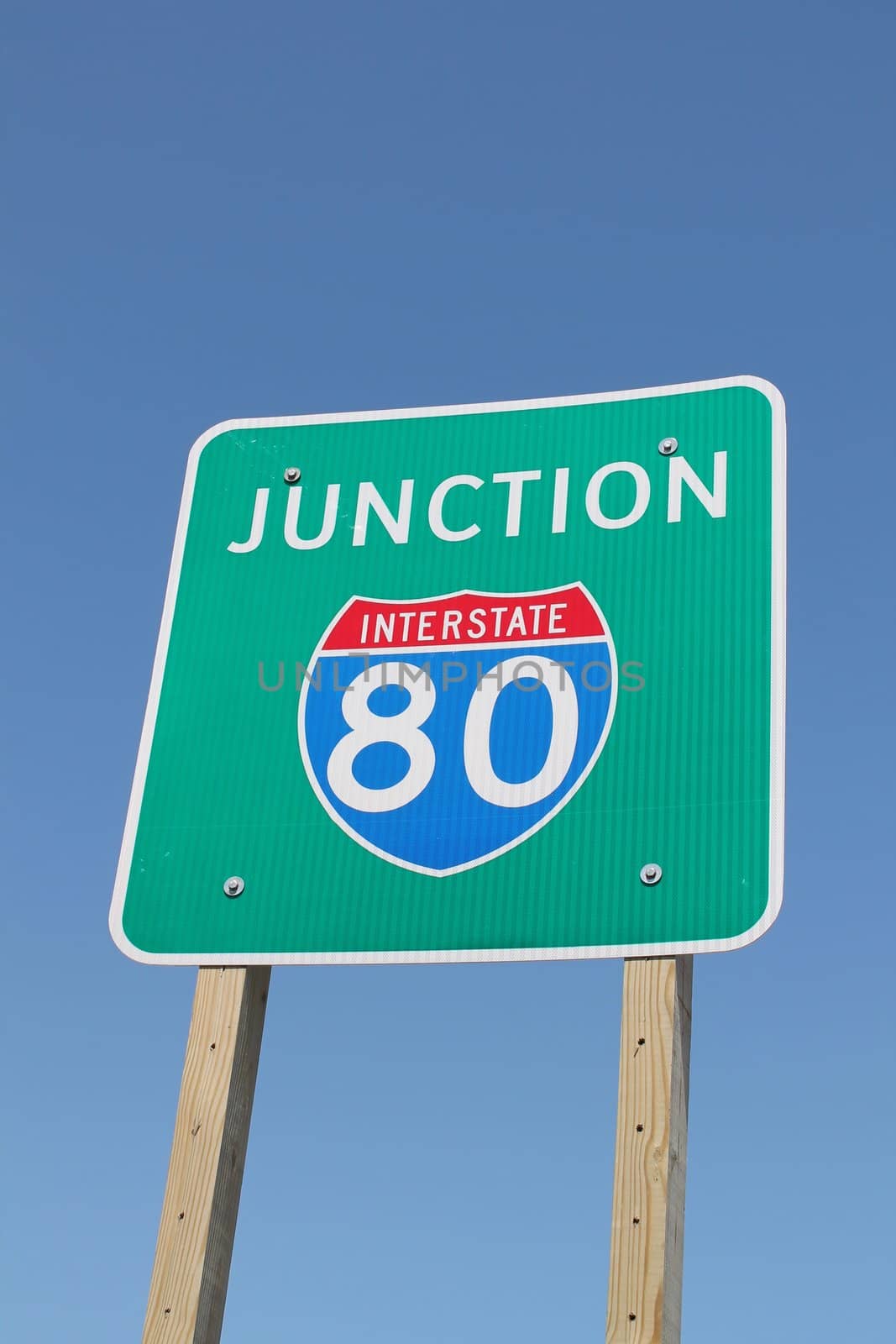 View of a sign at the Junction of Interstate 80.