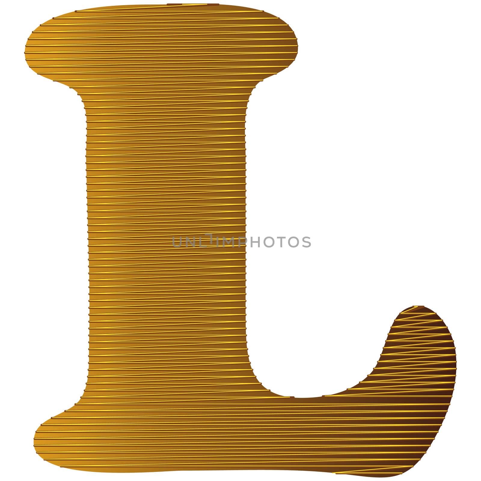 Letter in gold metal texture and isolated of background
