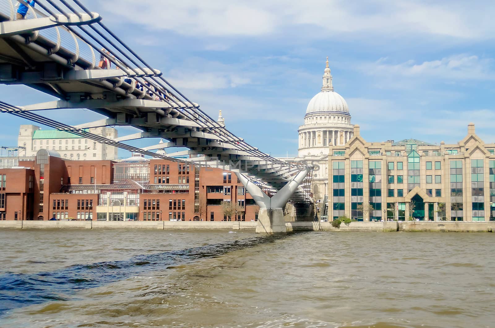 The Millennium Bridge against St Paul Cathedral, London, UK