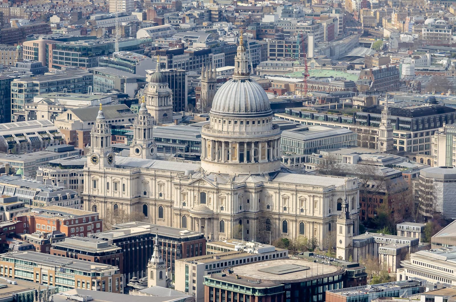 Aerial View of St Paul Cathedral, London, UK by marcorubino