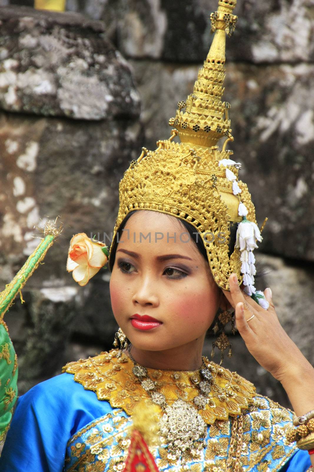 Apsara dancer performing at Bayon temple, Angkor area, Siem Reap, Cambodia