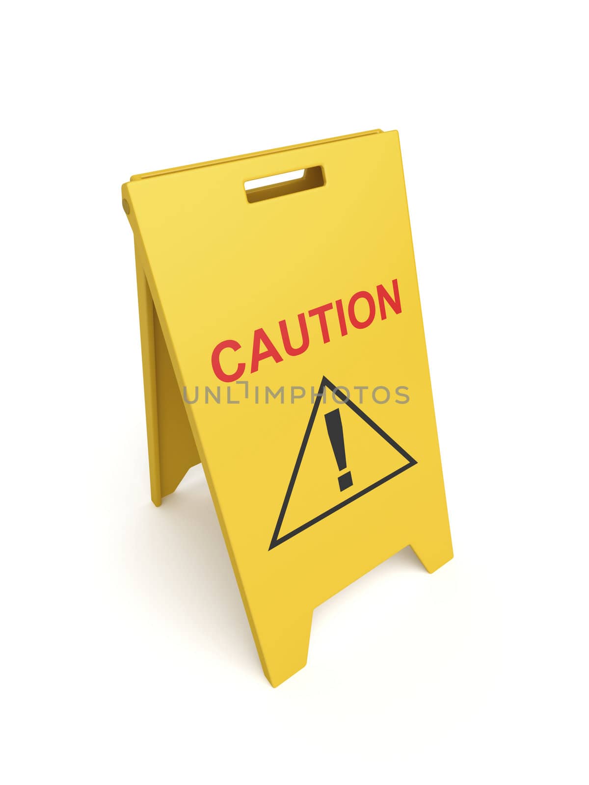 Caution sign on yellow plastic panel