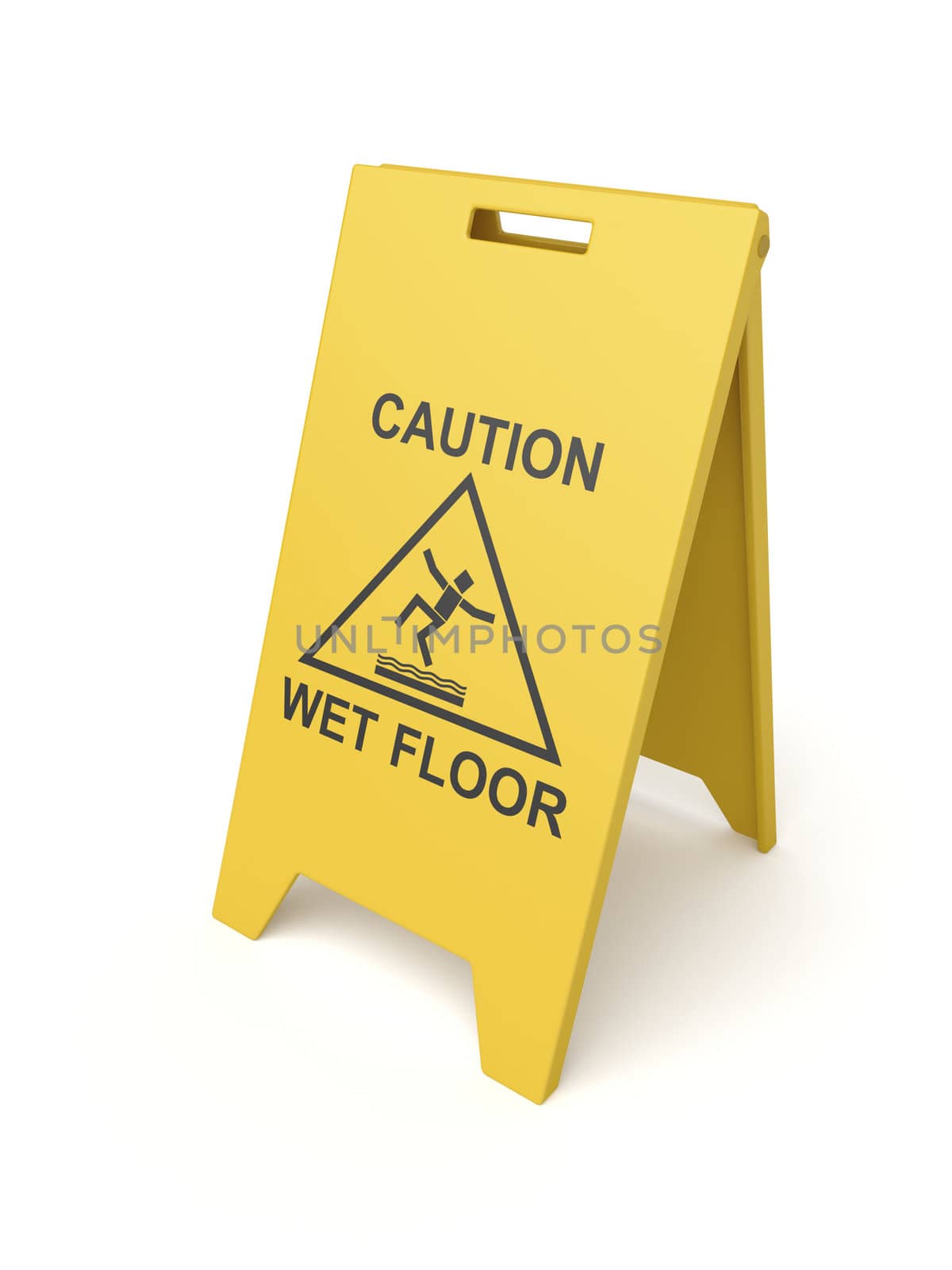 Wet floor sign on white background