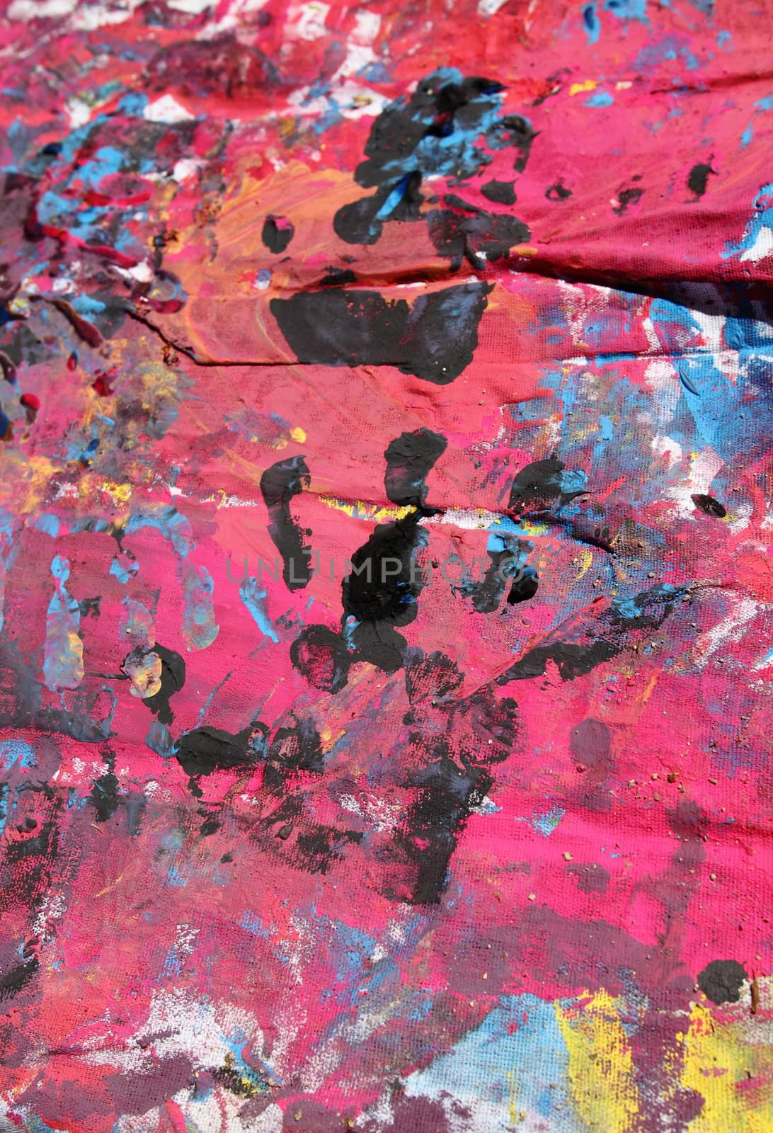 Abstract mixed colors with a black hand painted