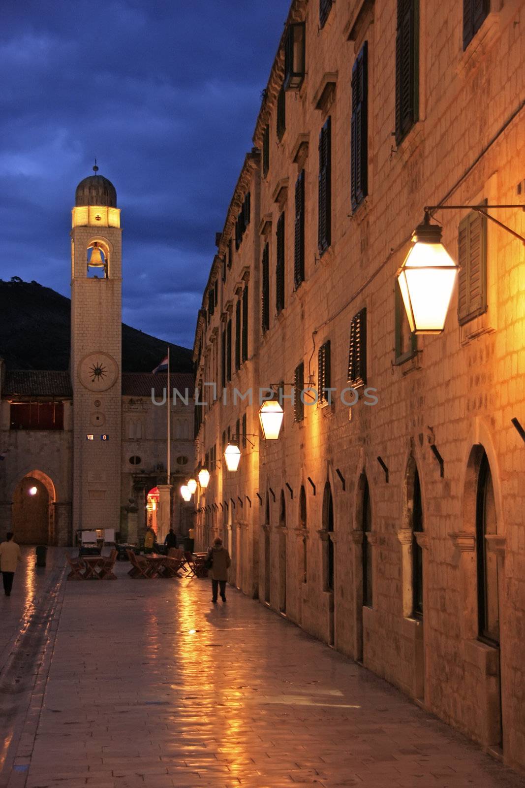 Old town at night, Dubrovnik, Croatia