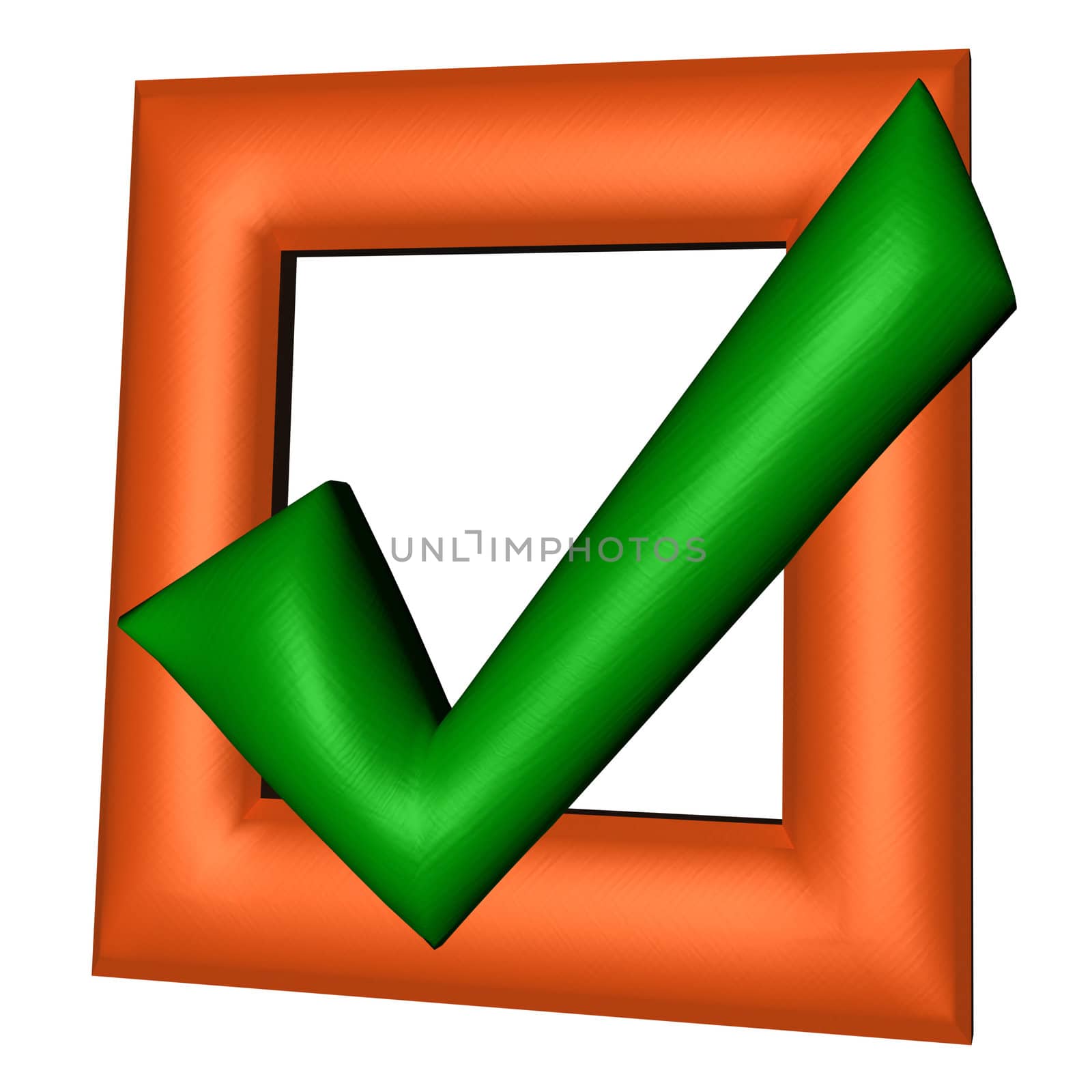 Green glossy Check mark on white background