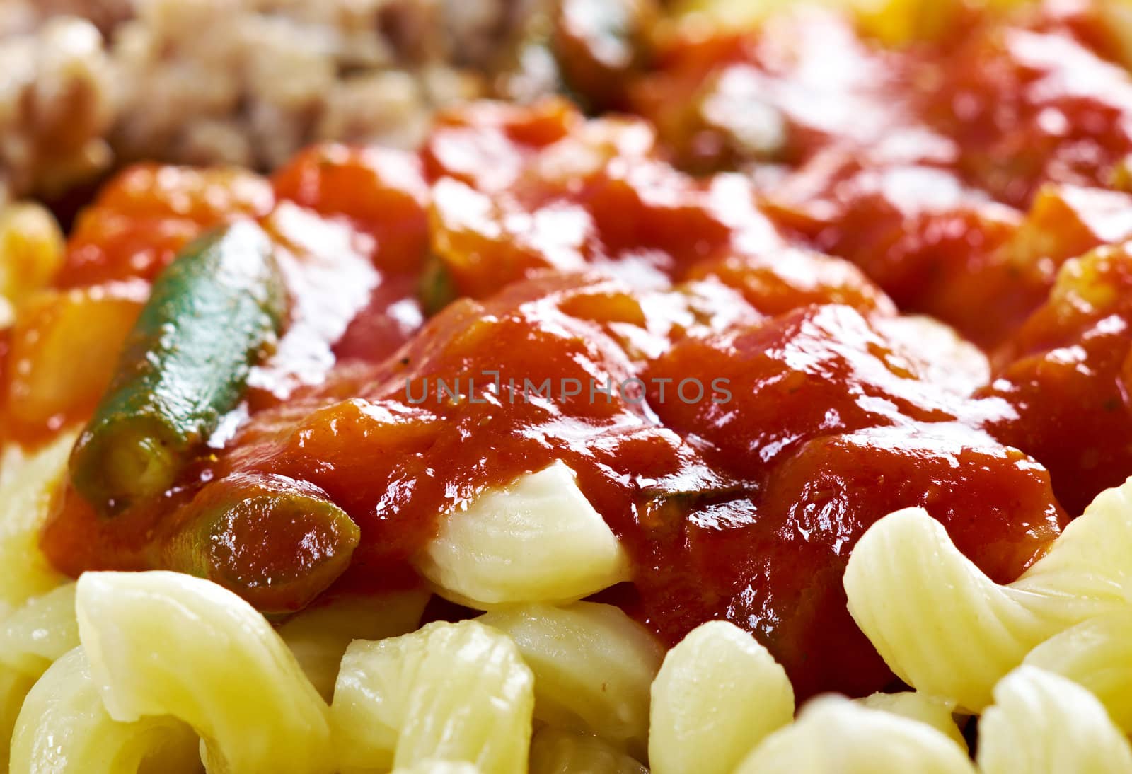 Italian pasta cavatappi and beef ,vegetable  tomato sauce