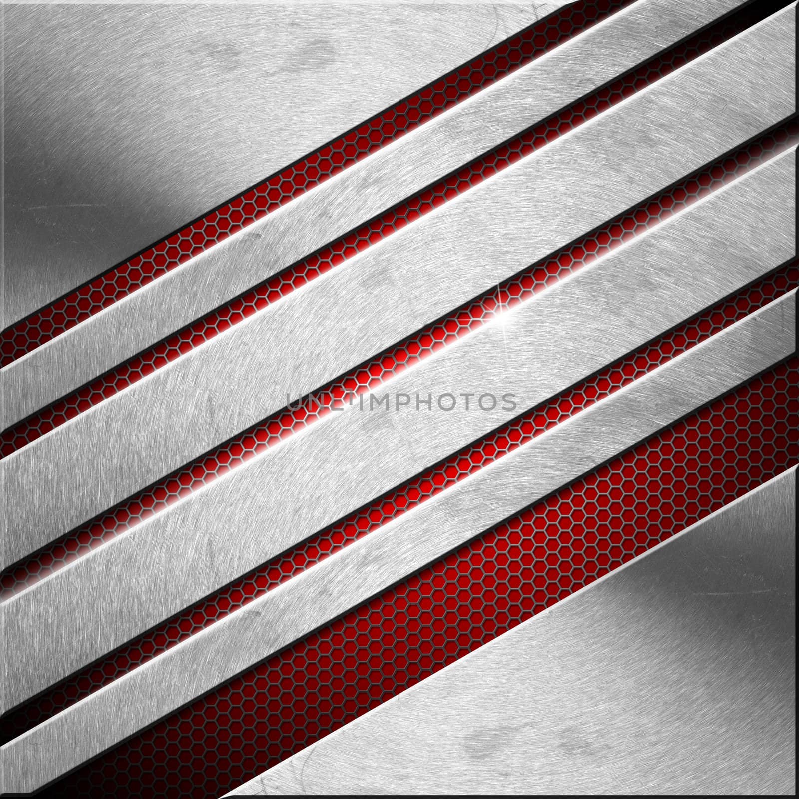 Red and metal business background with diagonals, grid and reflections
