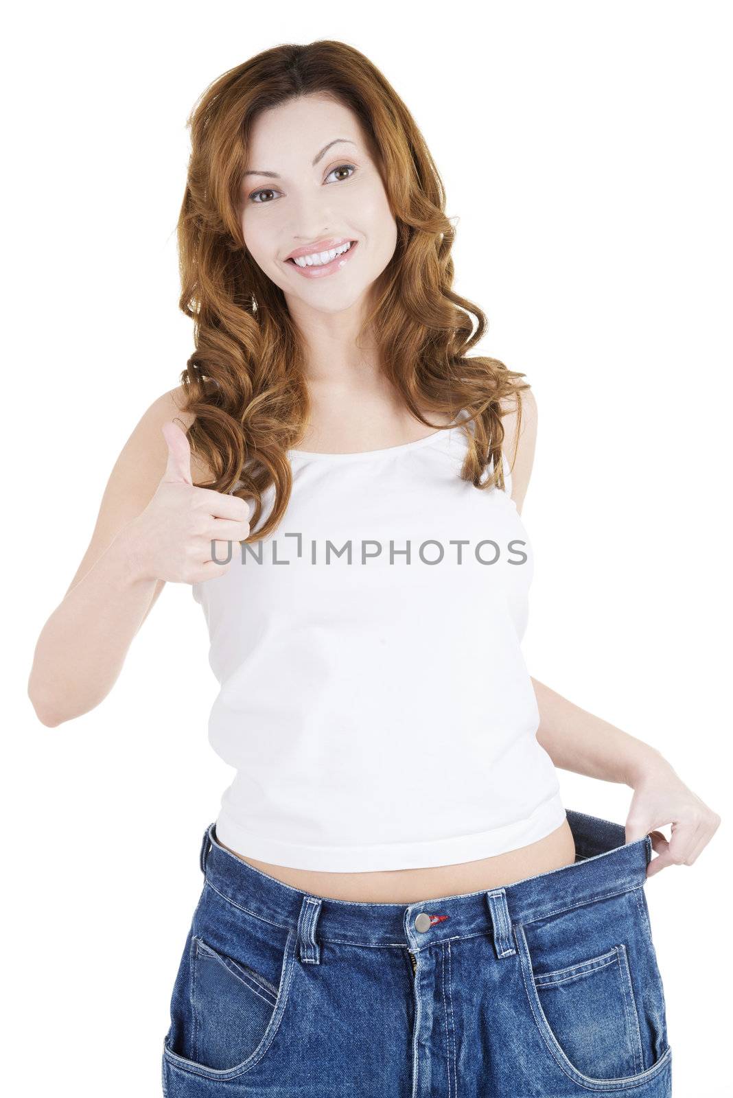 Happy fit woman with big pants by BDS