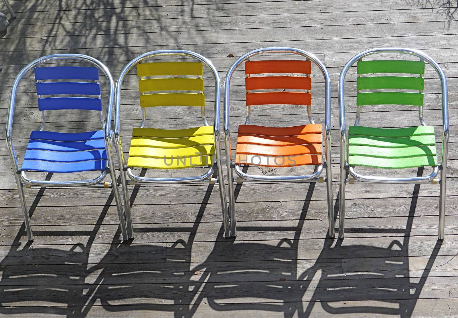 Colored chairs by Bildehagen