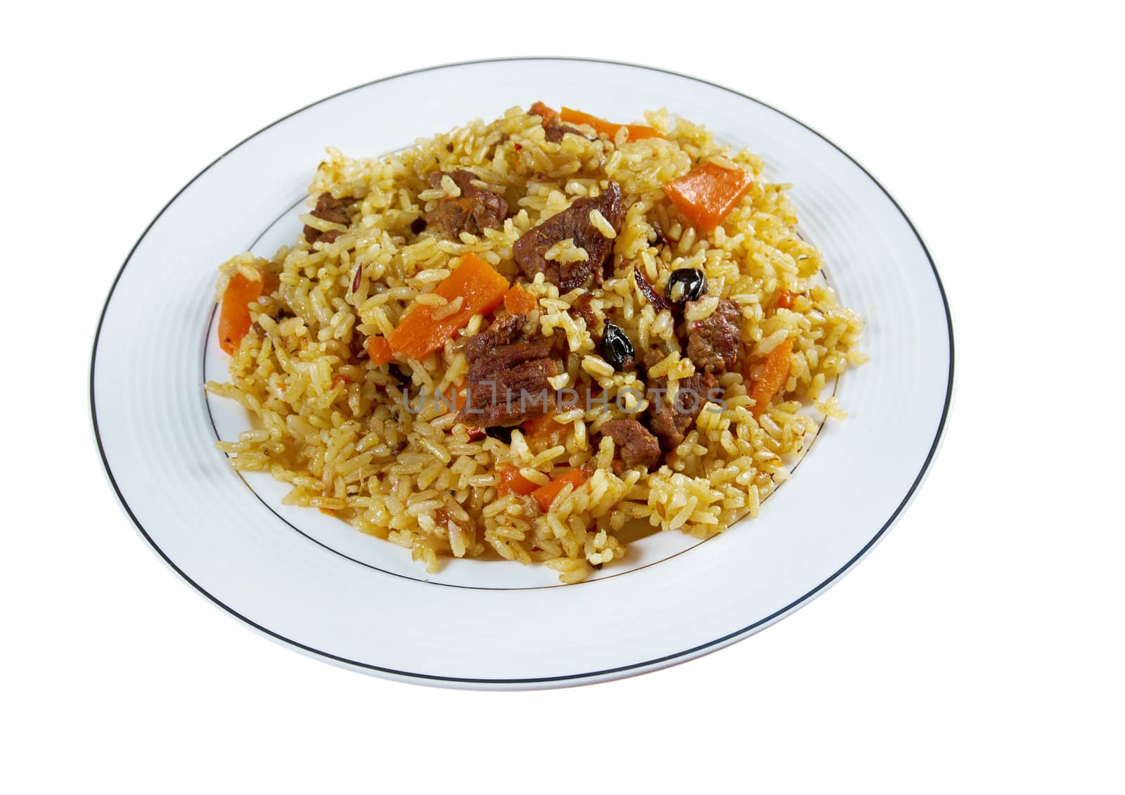 Traditional oriental pilaf.close up