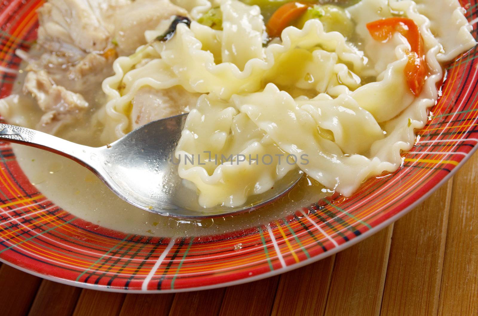 Chicken homemade  soup with noodle and vegetables