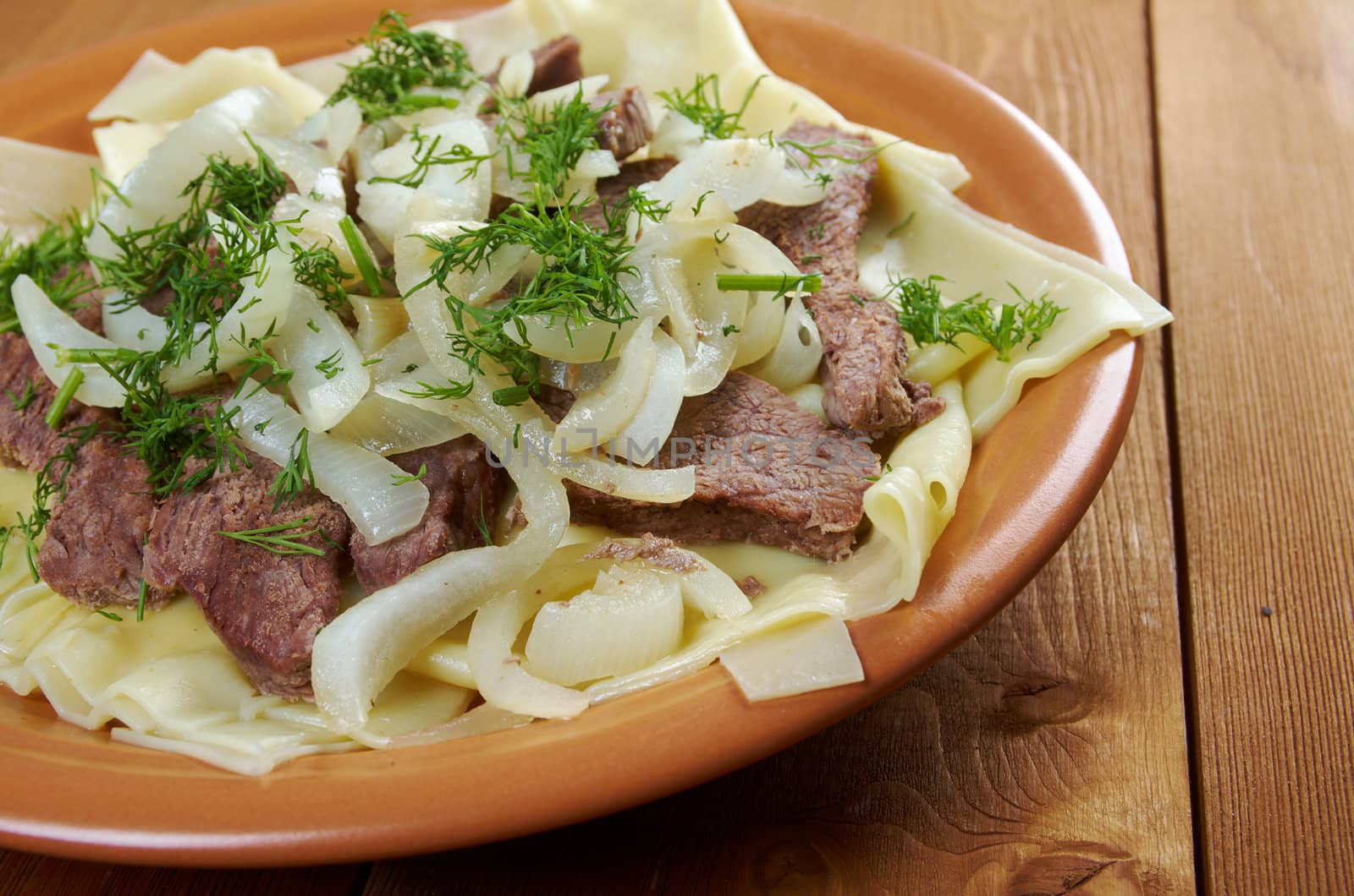 Beshbarmak: Traditional meat  asian  cuisine