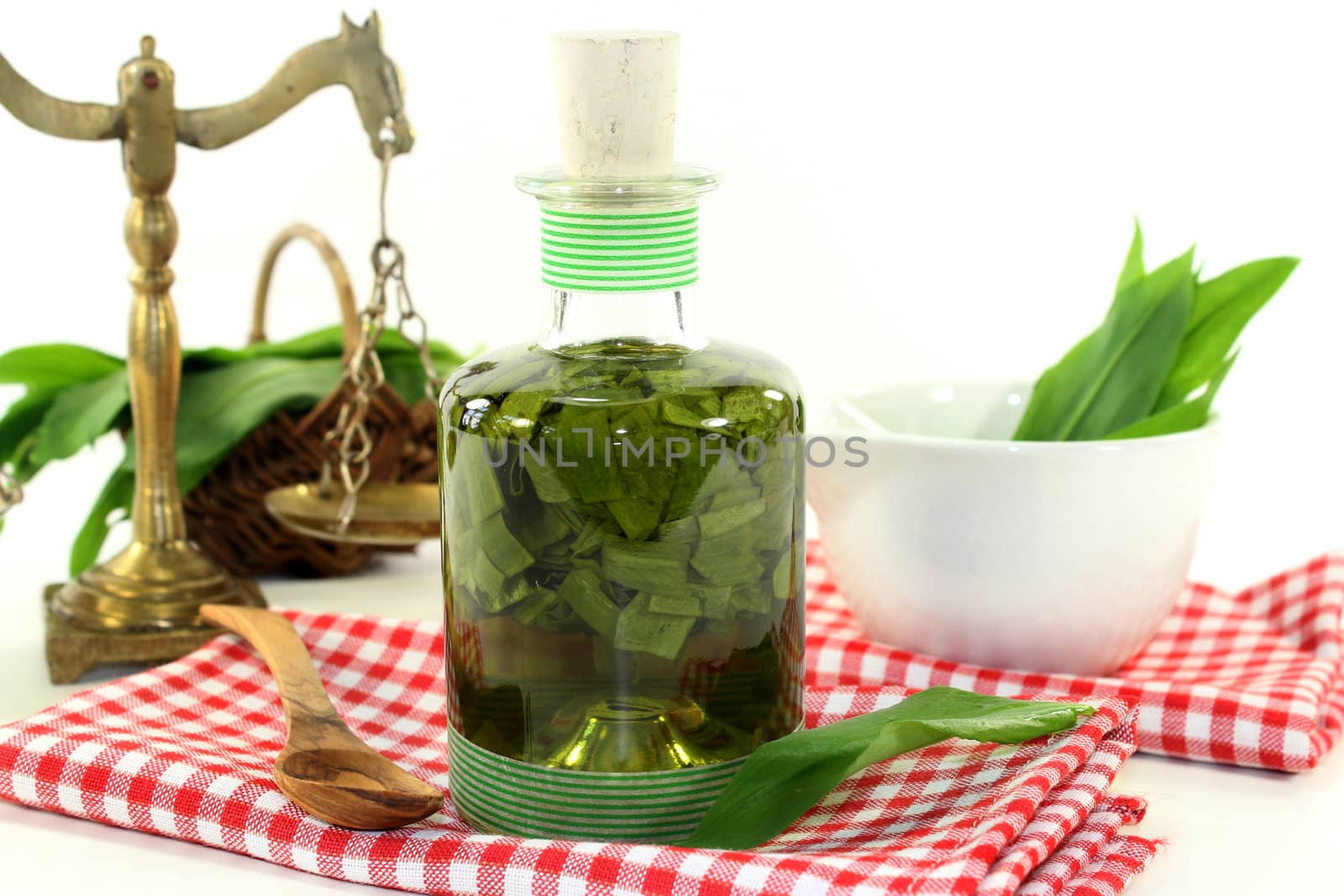 a bottle garlic tincture on a white background