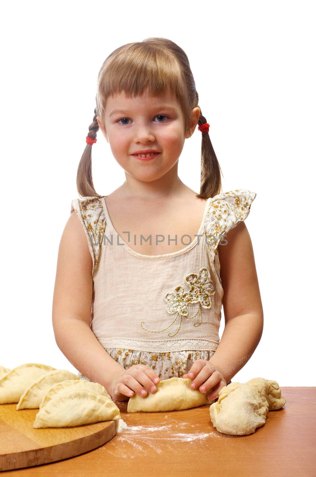  little girl kneading dough by Fanfo