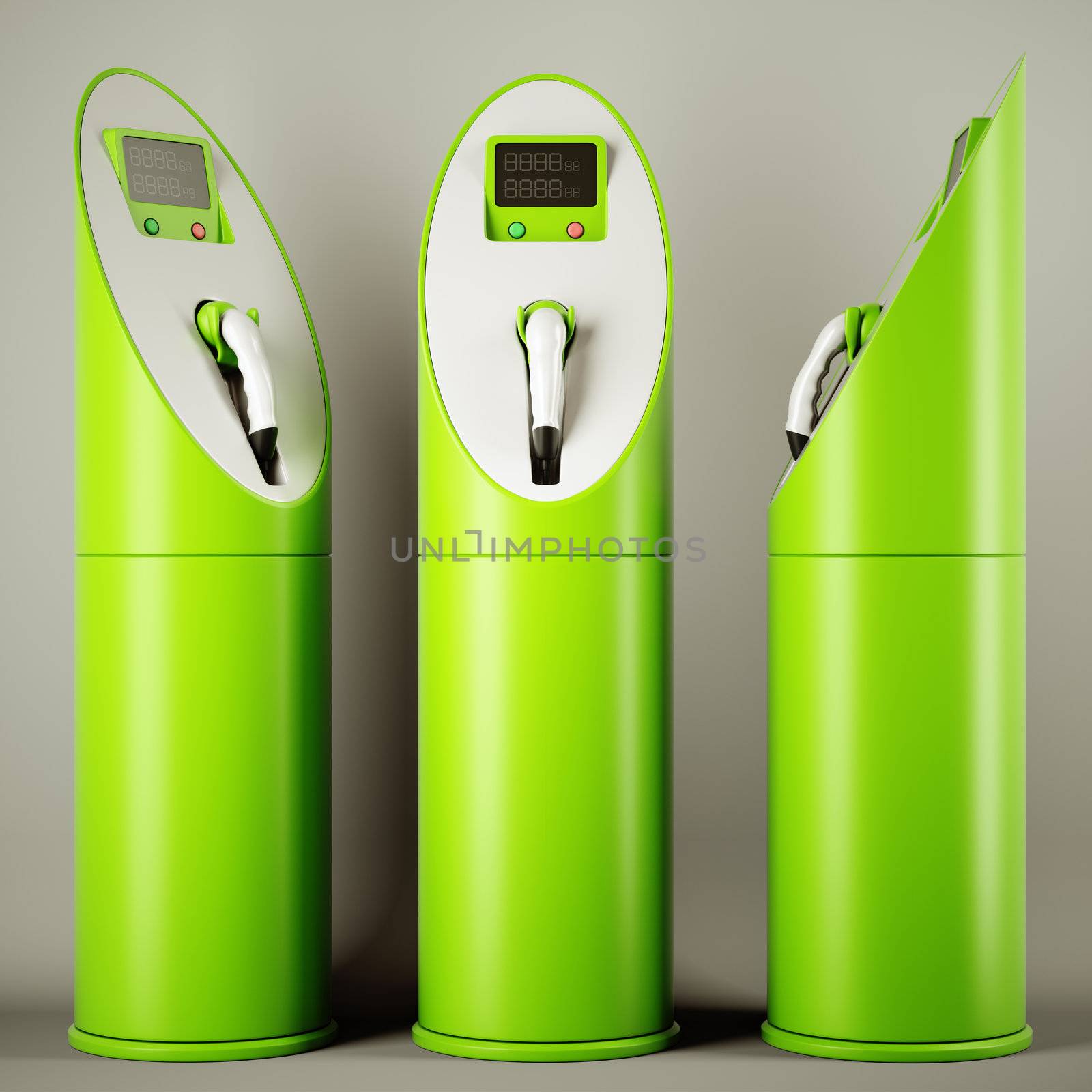 Green fuel: group of charging stations by Arsgera