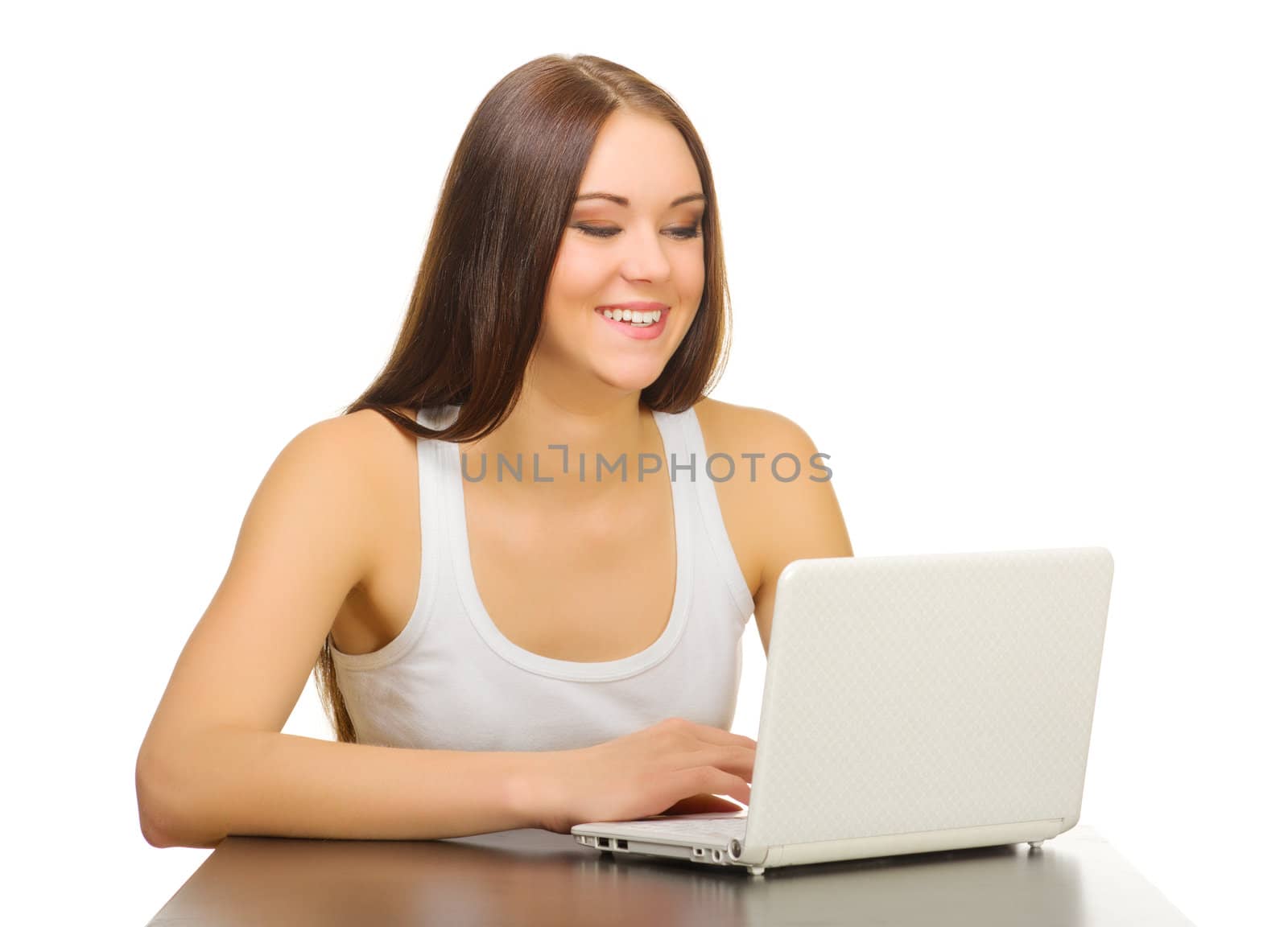 Young girl with laptop by rbv