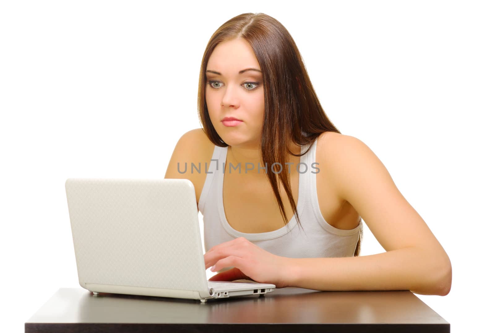 Young girl with laptop by rbv