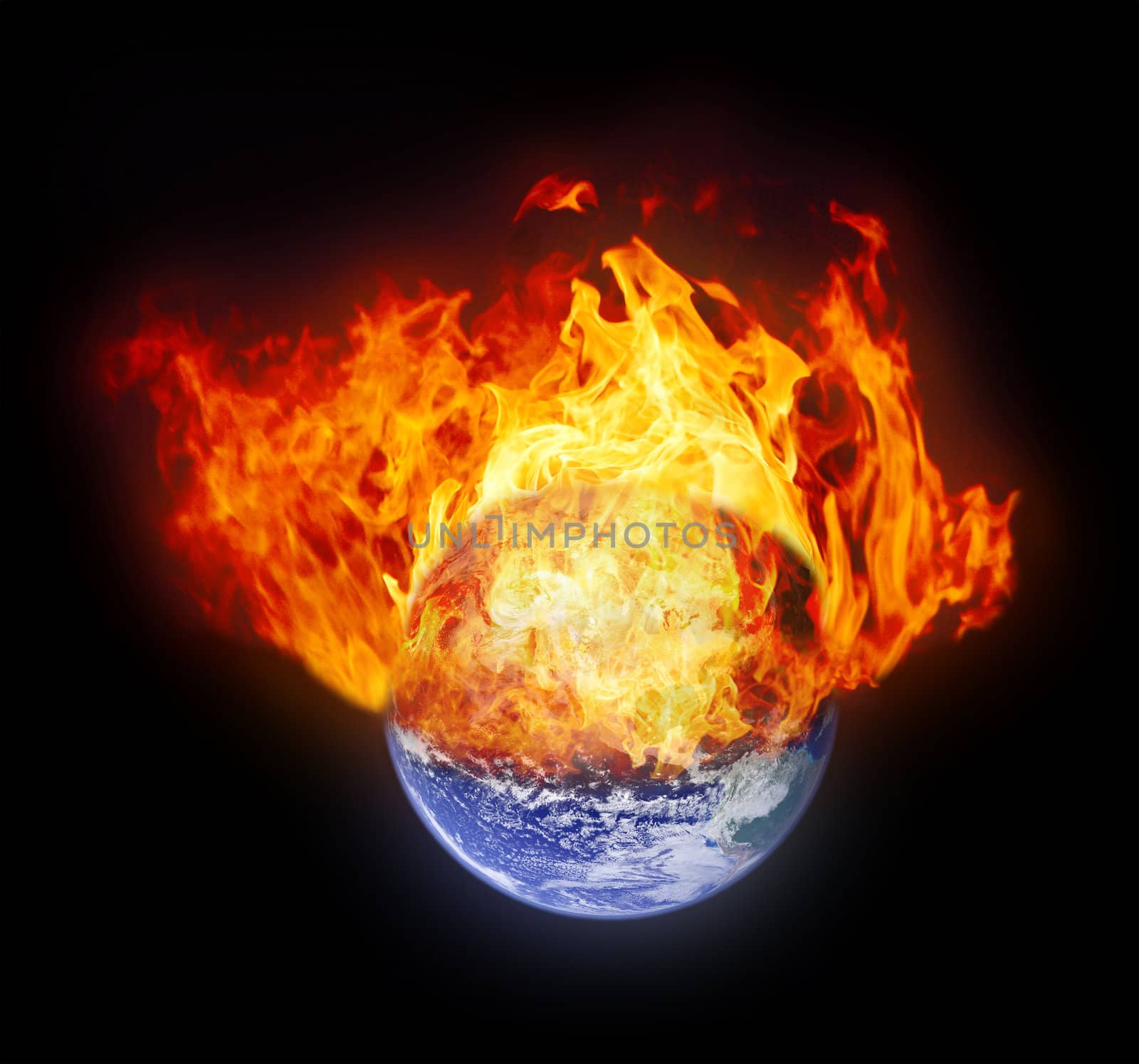 Burning earth globe (with gloving) (elements furnished by NASA)