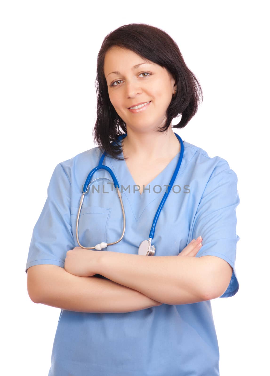 Doctor with stethoscope by rbv