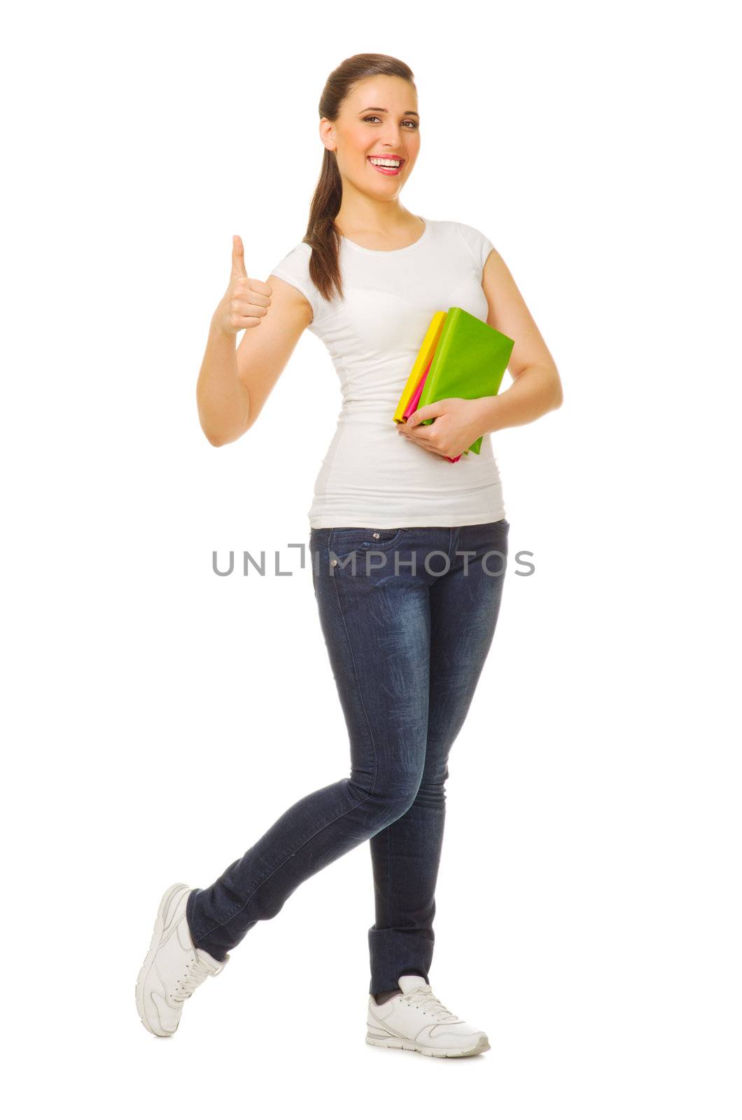 Young girl with books by rbv