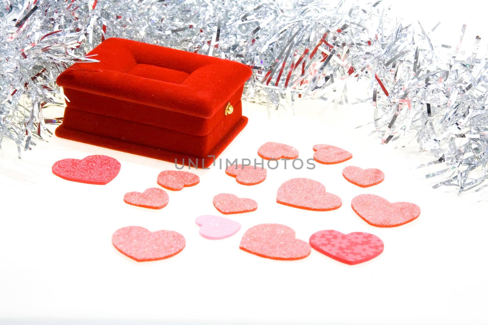 Red  beautiful luxury gift box  on white background