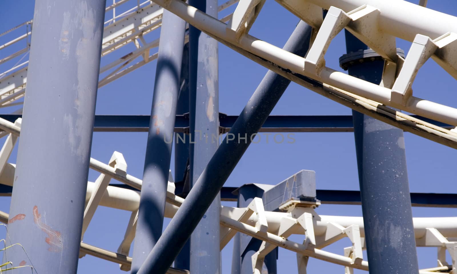 Sophisticated metal construction on a background of blue sky