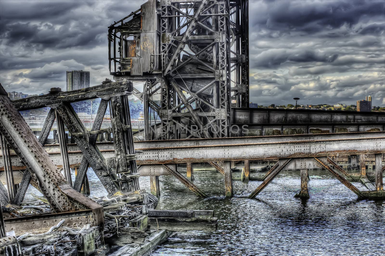 HDR image of am old run down shipping terminal on the Hudson